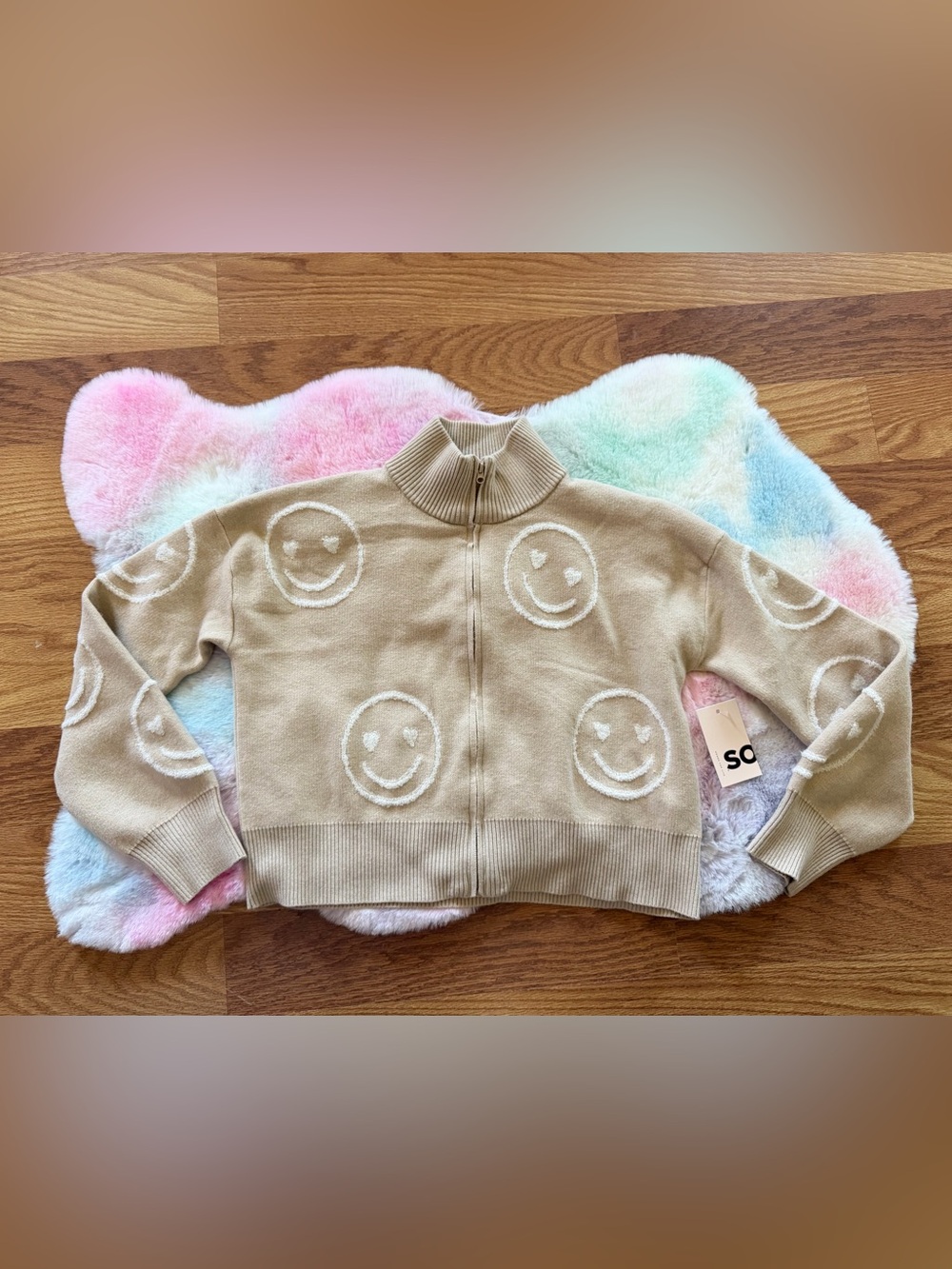 smiley face zip up